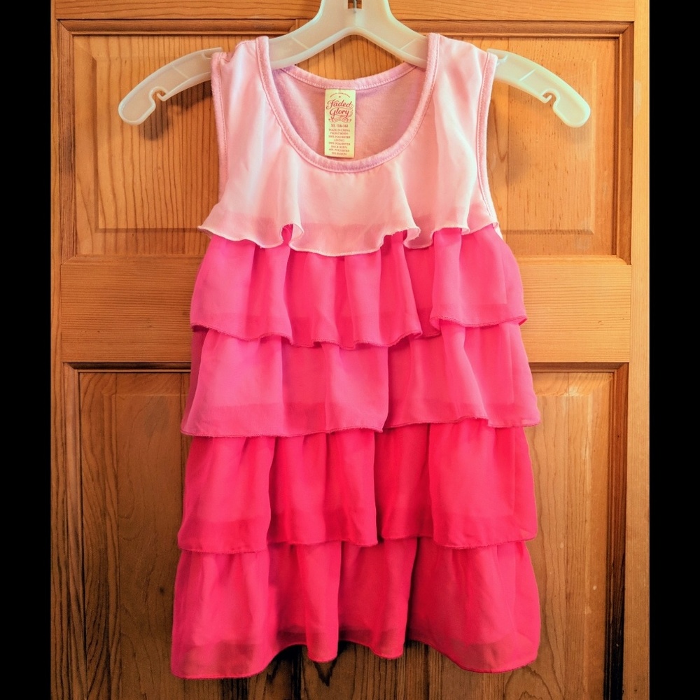 Girls Sleeveless Ruffled Ombre Top